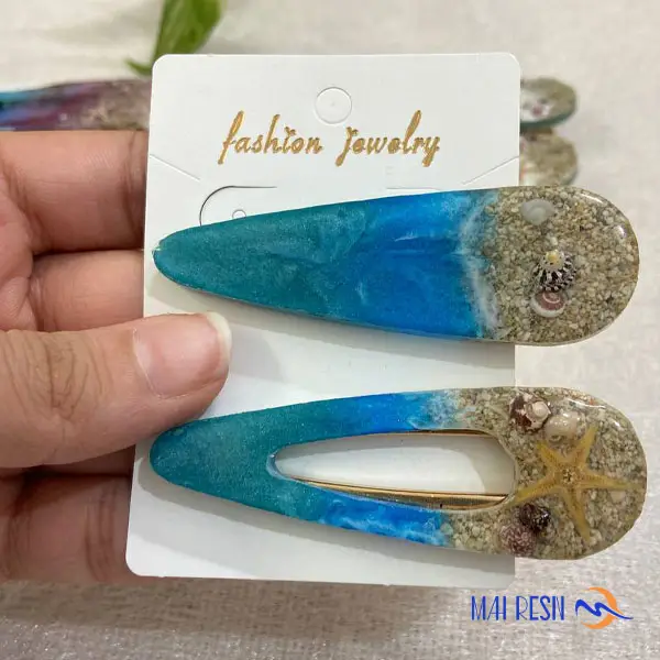 گیره مو رزینی طرح دریا