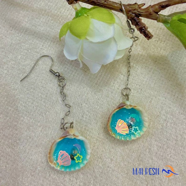 گوشواره صدف دریایی رزین